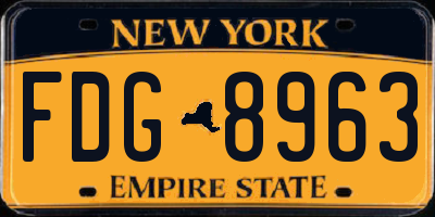 NY license plate FDG8963