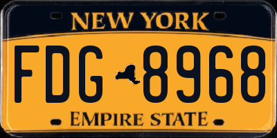 NY license plate FDG8968