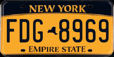 NY license plate FDG8969
