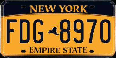 NY license plate FDG8970