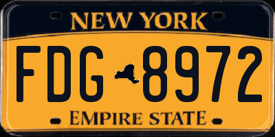 NY license plate FDG8972