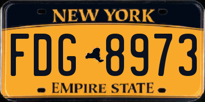 NY license plate FDG8973