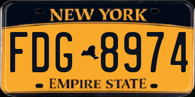 NY license plate FDG8974