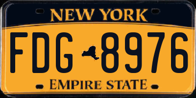 NY license plate FDG8976