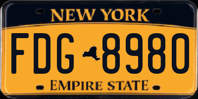 NY license plate FDG8980