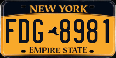 NY license plate FDG8981