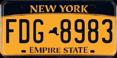 NY license plate FDG8983