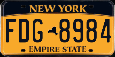 NY license plate FDG8984