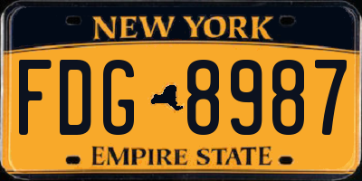 NY license plate FDG8987