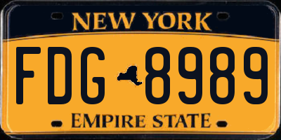 NY license plate FDG8989