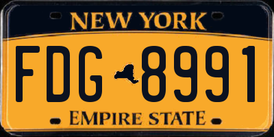 NY license plate FDG8991