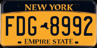 NY license plate FDG8992