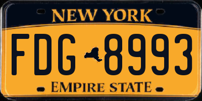 NY license plate FDG8993