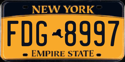 NY license plate FDG8997
