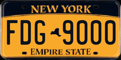 NY license plate FDG9000