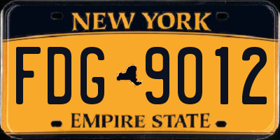 NY license plate FDG9012