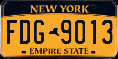 NY license plate FDG9013