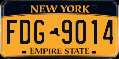 NY license plate FDG9014