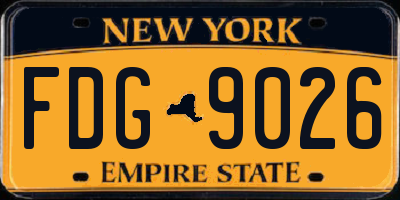 NY license plate FDG9026