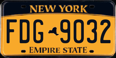 NY license plate FDG9032