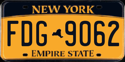 NY license plate FDG9062