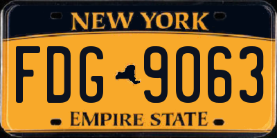 NY license plate FDG9063