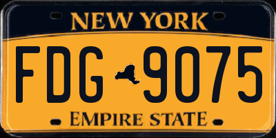 NY license plate FDG9075