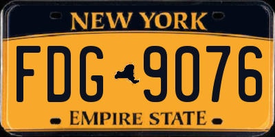 NY license plate FDG9076