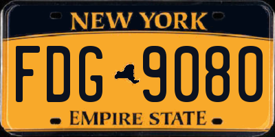 NY license plate FDG9080