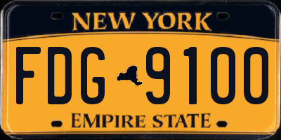 NY license plate FDG9100