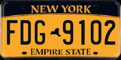 NY license plate FDG9102