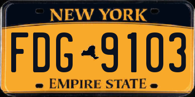 NY license plate FDG9103