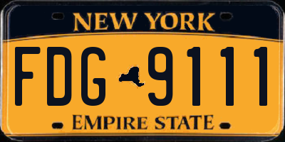 NY license plate FDG9111