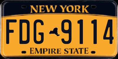 NY license plate FDG9114