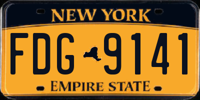NY license plate FDG9141