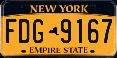 NY license plate FDG9167
