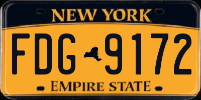 NY license plate FDG9172