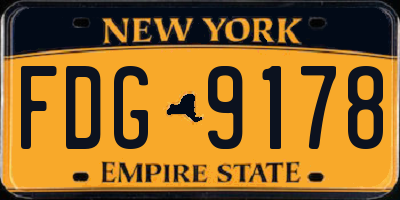 NY license plate FDG9178