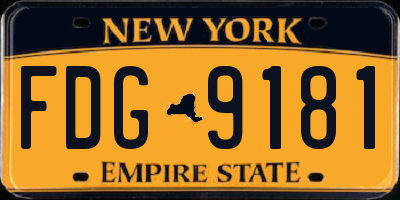 NY license plate FDG9181