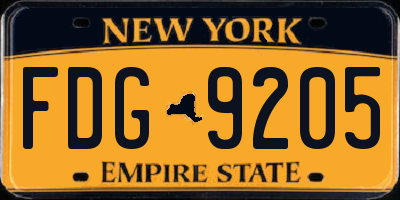 NY license plate FDG9205