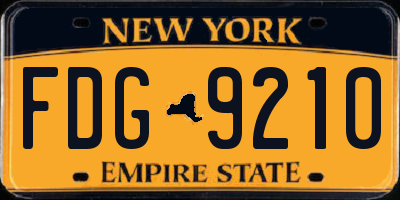 NY license plate FDG9210
