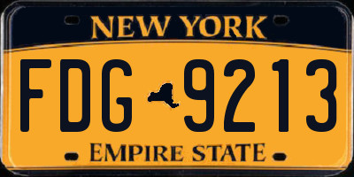 NY license plate FDG9213