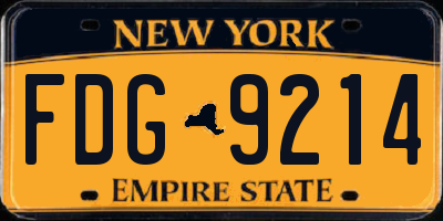 NY license plate FDG9214