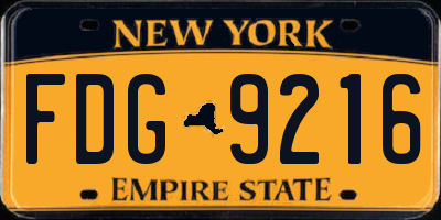 NY license plate FDG9216
