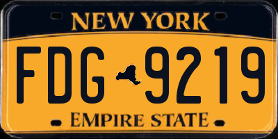 NY license plate FDG9219