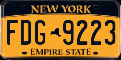 NY license plate FDG9223