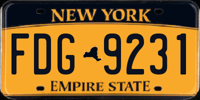 NY license plate FDG9231