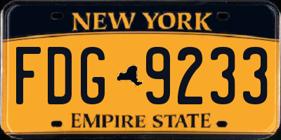 NY license plate FDG9233