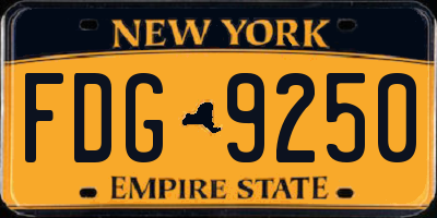 NY license plate FDG9250