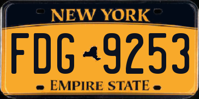 NY license plate FDG9253
